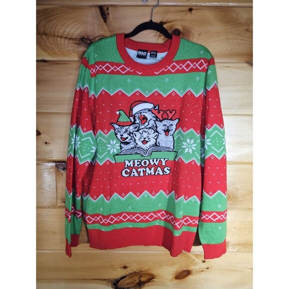 Mad Emgine XL Singing Kitty Cat Kittens Meowy Catmas Ugly Sweater Christmas - Picture 6 of 8